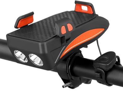 Fiets verlichting - Powerbank Fiets Telefoonhouder - Fiets Smartphone Houder - 2400 mAh - Bel - Koplamp - Oranje