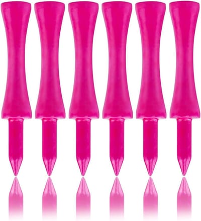 Biologische en duurzame golf tees van bamboe - 60mm, 100 stuks, roze kleur, milieuvriendelijk golfaccessoire