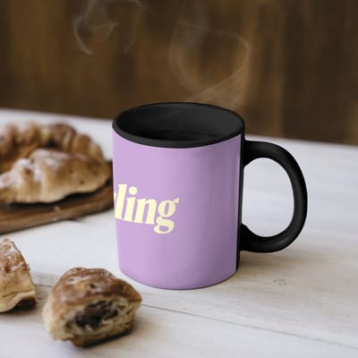 Magische Mok - Foto op Warmte Mokken - Koffiemok - Oh darling - Hart - Paars - Magic Mok - Beker - 350 ML - Theemok - Mok met Tekst