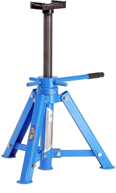 Dailygoods- Onderstelbok 12000 kg - Verstelbaar 445/720 mm - Zware uitvoering - 3 poten - Oplegvlak 97 x 85 mm - Inclusief schroefdraadbouten - Steunbok