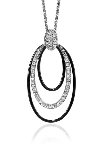 Orphelia Silver 925 Zh-7068 Pendant Black Ceramic With White Zirc