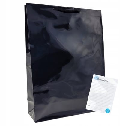 Zwart gelamineerde papieren geschenkzakjes 24x9x32 cm - Pak van 50