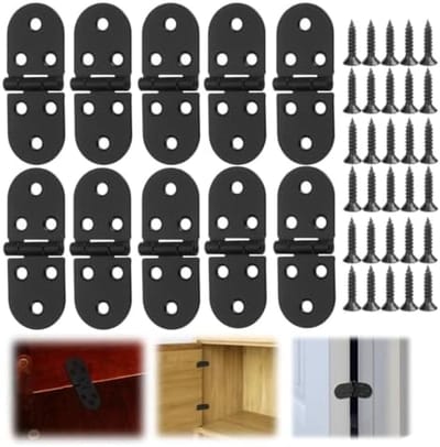 10 stuks 180 graden scharnieren, inklapbaar, inklapbaar tafelscharnier, inklapbare schroefscharnieren, zwart scharnieren, voor klaptafel, kasten, tafel, naaimachine, met 60 schroeven