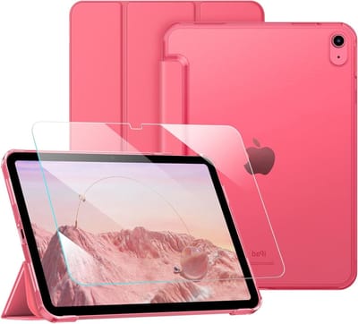 Ultra Dunne Stand Case met Beschermfolie voor iPad A16 11 Inch en iPad 10.9 Inch - Transparante Achterkant, Roze, Ideaal voor Bescherming en Gebruiksgemak