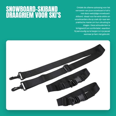 Dailygoods- Skiband Lichtgewicht - Draagriem Verstelbaar - Nylon - Outdoor Benodigdheden - Geschikt voor Snowboard/Ski - Hoogwaardig Materiaal