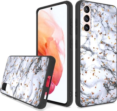 LuxeBass Siliconen hoesje met print geschikt voor Samsung Galaxy S22 - Marmer White - telefoonhoes - gsm hoes - telefoonhoesje
