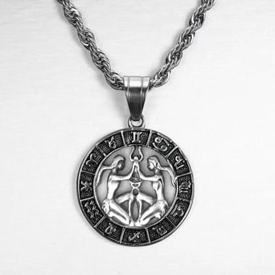 Zilver 12 Sterrenbeelden Dierenriem Hanger Ketting Punk Vintage Hoge Kwaliteit Touwketting Dierenriem Mannen 3mm 50cm chain gray