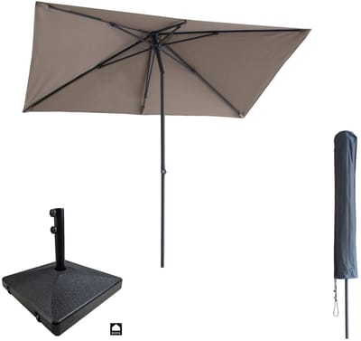 Kopu® Leon Parasol Rechthoek 150x250 cm - met Hoes en Voet - Taupe