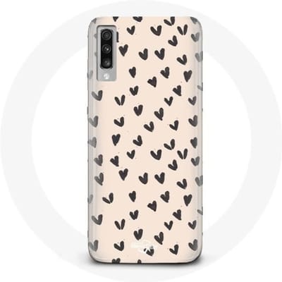 Samsung Galaxy A70 hoesje De abstracte zwarte achtergrond van de hartentextuur