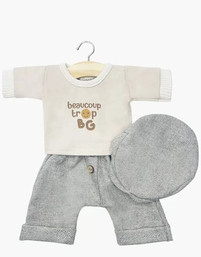 Minikane Poppenkleding Kledingset Creme-Grijs 34 cm