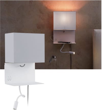 Wandlamp met plankje Merani E27 3000K 120lm 230V 2,5W dimbaar Grijs, Wit
