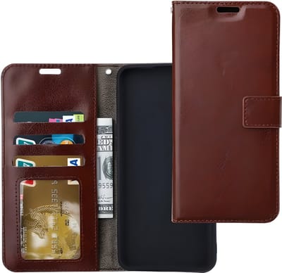 Bookcase Geschikt voor: iPhone 17E / 16E - Bruin- portemonnee hoesje - Book Cover