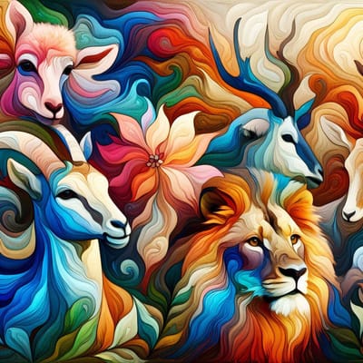 Acryl dieren schilderij | Dierlijke pracht in levendige acrylverf: een speels kunstwerk | Kunst - 40x40 centimeter op Canvas | Foto op Canvas
