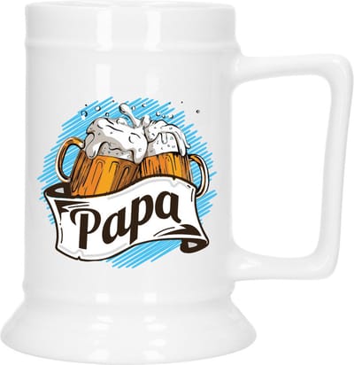 Bellatio Decoration Cadeau Bierpul voor papa - blauw - keramiek - 530 ml - Vaderdag