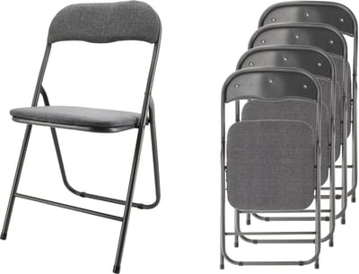 Klapstoel Vouwstoel set van 4 - inklapbare stoelen Vouwstoelen- Eettafelstoelen- Bijzetstoel Grijs - tot 100kg