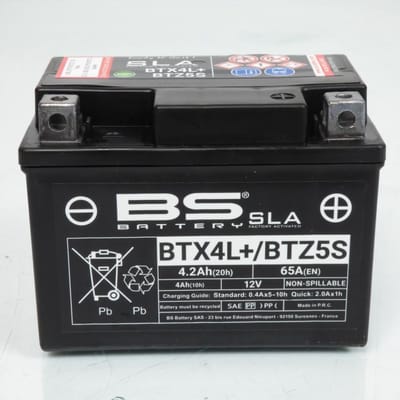 Batterie SLA BS Battery pour Moto Keeway 50 X-Ray Sm 2007 YTX4L / YTZ5S / 12V 4.2Ah Neuf
