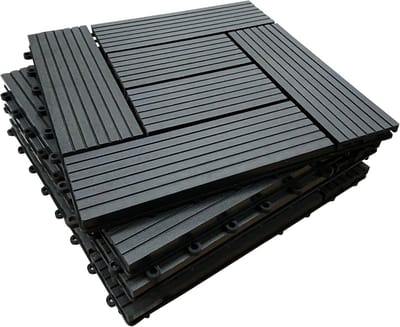 Composiet Mozaïek Terrastegels - Kliksystemen voor Balkon, Terras en Tuin - Ebbenhout Look