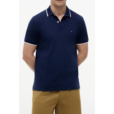 Tommy Hilfiger Pique Undercollar Polo Carbon Navy Größe: S | Poloshirts Outlet | Herren | Blau