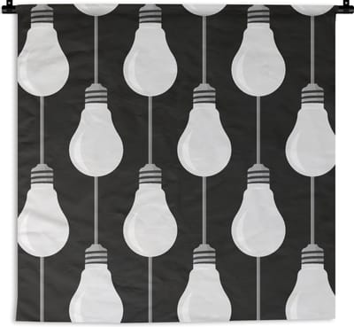 Wandkleed - Wanddoek - Gloeilampen - Licht - Patronen - 90x90 cm - Wandtapijt