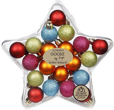 Inge Christmas Goods Kerstballen gekleurd - 20x - kunststof - 3 cm - kerstversiering