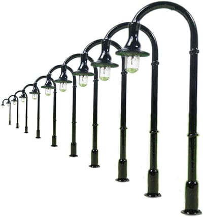 Evemodel 10 stuks model lampen lantaarns lampen spoor H0 48mm modelbouw modelbaan landschapsarchitectuur L005