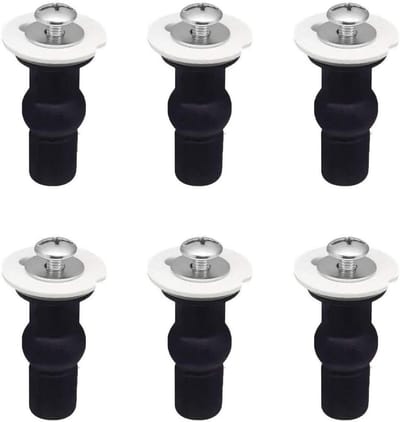 Toiletbril vaste schroeven - Set van 6 - Universele bevestigingsset met rubberen uitbreidingsbouten - Accessoires voor wc-bril - Roestvrij stalen scharnier - Badkamer renovatie producten.