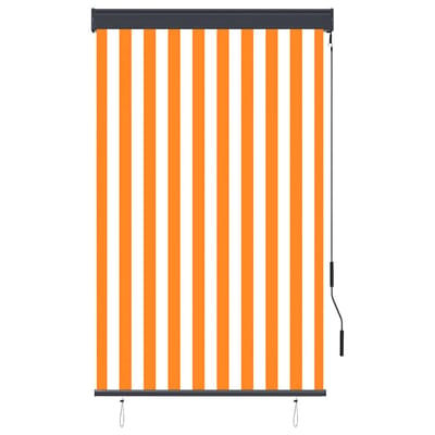 vidaXL - Rolgordijn - voor - buiten - 100x250 - cm - wit - en - oranje