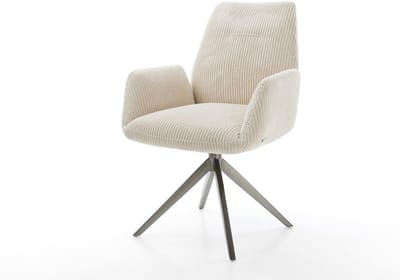 Eetkamerstoel Zoa-Flex kruisframe breed grafiet koord beige 360° draaibaar rocker-functie pocketveer kern