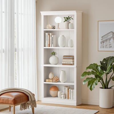 Ibenzoa® Hoge boekenkast met vijf open vakken voor veelzijdige opbergruimte