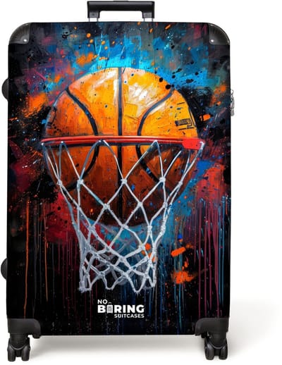 NoBoringSuitcases.com® - Koffer groot - Reiskoffer lichtgewicht - Basketbal omringd door graffiti - Rolkoffer met 4 wielen - Grote trolley XL - 98 liter bagage