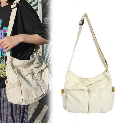 Ruime Schoudertas voor Dames en Heren, Casual Messenger Bag met Meerdere Vakken en Grote Capaciteit