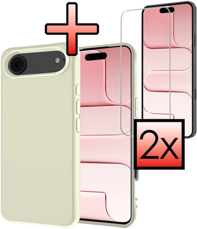 Hoesje - Met 2x Screenprotector - Geschikt voor Apple iPhone Air - Sterk & Shockproof - Back Cover - Siliconen Case - Telefoon Hoes - Wit