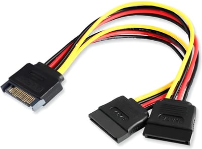 SATA Power Y Splitter Kabel Adapter - 15-pins Mannelijk naar 2x 15-pins Vrouwelijk - Flexibele Verlenging voor Harde Schijven, SSD's en PC Componenten Voeding
