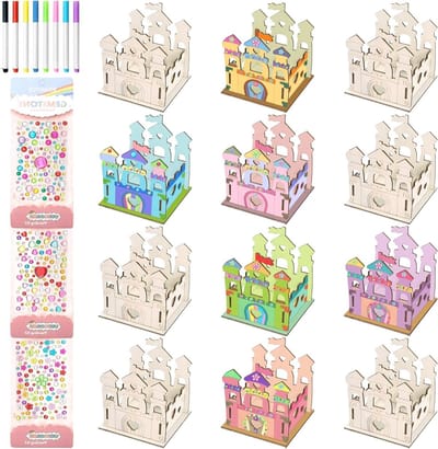 Houten Slot Knutselset voor Meisjes - Creatieve Schilderset voor DIY Decoratie en Ambachten