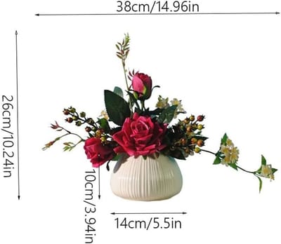 Nep Bloemen Set - Kunstbloemen Decoratie - Woonkamer Aankleding - Met Keramische Vaas - 10.24 Inch Hoog
