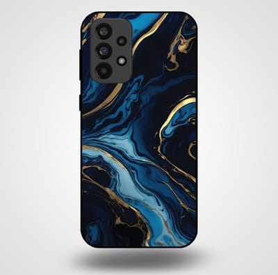 Smartphonica Telefoonhoesje voor Samsung Galaxy A73 5G met marmer opdruk - TPU backcover case marble design - Goud Blauw geschikt voor Samsung Galaxy A73 5G