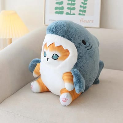 Kawaii Haai Kat Pluche Speelgoed Zacht Gevuld Kleurrijk Haai Kat Poppetje Kinder Speelgoed Verjaardag Kerstcadeau voor Jongens Meisjes verjaardagscadeaus 22cm