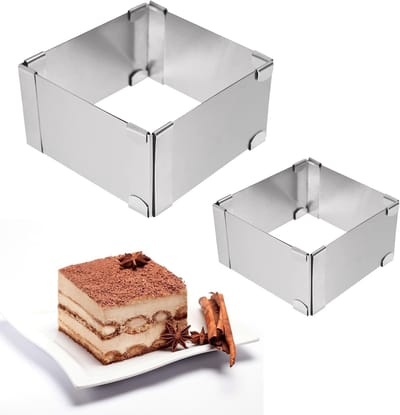 Vierkante verstelbare bakring van roestvrij staal - Mousse ring, taarten en gebak vormen, hoog 5 cm, ideaal voor professioneel bakken en desserts