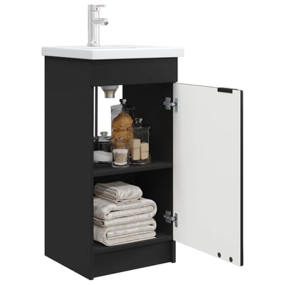 vidaXL - Badkamer - Vanity - met - Wastafel - Zwart - 42 - x - 40 - x - 84,5 - cm