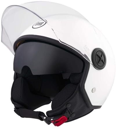 BHR 840 - Dual Shield - Vespa Helm - Glans Wit - Maat XS - Hypoallergeen - Dubbel Vizier - Motor, Scooter en Brommerhelm
