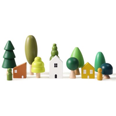 Handgemaakte Houten Boom Paddenstoel Bouwstenen Montessori Educatief Speelgoed Voor Kinderen Groen Bos Kleurrijk Kind YZ13 beige
