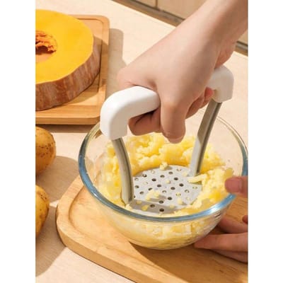 Handmatige Aardappelstamper, Aardappelperser, Duurzaam Plastic Handmatig Stampgereedschap, Keuken Groente Fruit Verplettergereedschap, Crusher G Press, Essentieel Keukengereedschap 1PC beige
