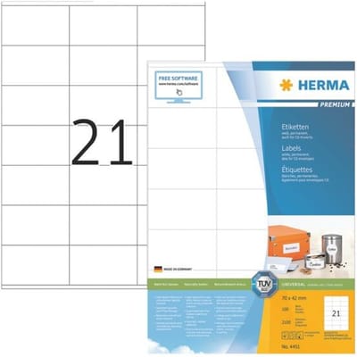 Herma premium-etiketten nr. 4451 op A4-bladen, 2100 etiketten, 100 vellen