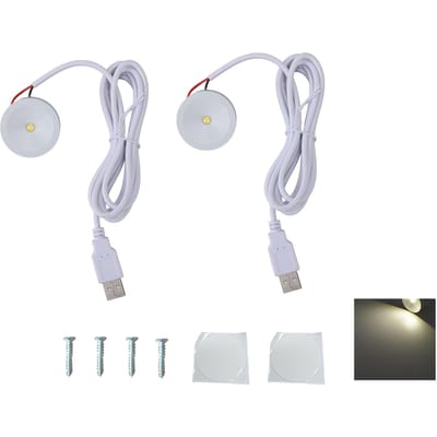 2 Sets Mini Spotlight 5V 1W USB LED Rond Oogvriendelijk met 4.3ft Draad Sieraden Display Verlichting white
