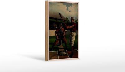 Holzschild Retro 12x18cm Baseball USA Schlagmann
