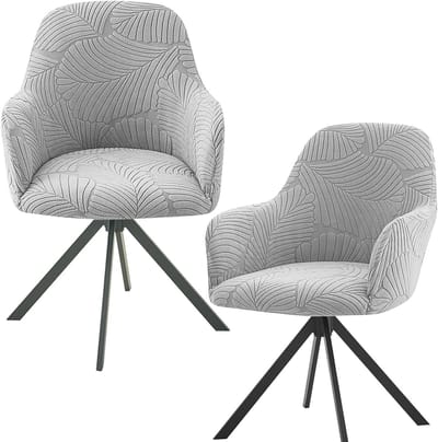 Set van 2 wasbare stretch stoelhoezen met armleuning voor bureaustoelen en eetkamerstoelen, lichtgrijs