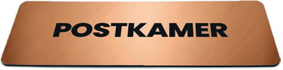 Deurbordje Brons/Koper-look met tekst postkamer - Formaat 150 x 50 mm x 1,6 mm - Zelfklevend | Luxe uitstraling | Geborstelde Koper/Brons toplaag | Gratis Verzending | Decoporta