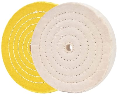 Polijstschijven voor werkbankslijpmachine - 6 inch, witte en gele polijstwielen (2 stuks)
