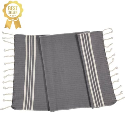 Lalay Kleine Hamamdoek Krem Sultan Dark Grey 100x50cm - dark grey - 100 - 50 - dunne katoenen handdoek - sneldrogende saunahanddoek (niet geschikt als lendendoek)
