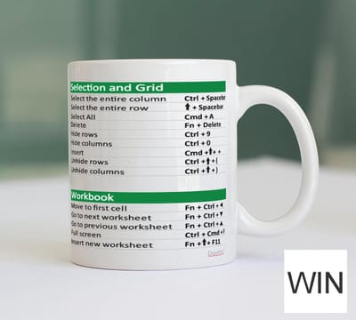 Mok met Shortcuts en sneltoetsen voor Excel Gebruikers Engels WIN versie - Grappige Mok - Kantoor Afscheidcadeau - Bureau accessoire - Computer Accountant